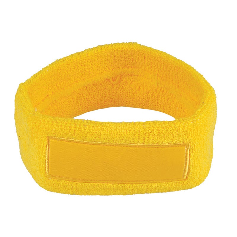 Hoofd Zweetband met label-1 kleur-Geel, #e7d618