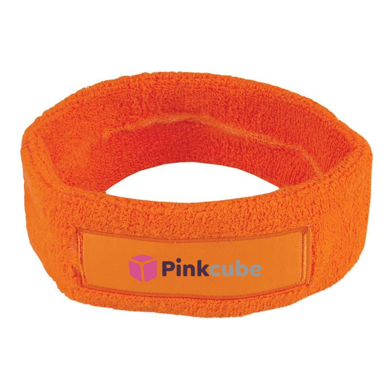 Hoofdband - katoen - 9 x 3 cm - met label-Oranje