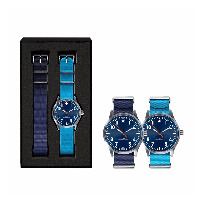 Horloge set Flat style (bandjes in eigen PMS)-Donkerblauw