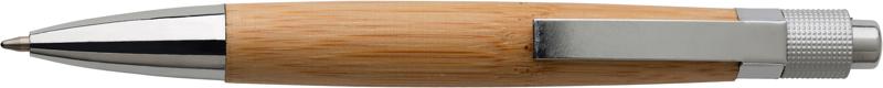 Houten bamboe balpen met metalen clip-Bruin-Zonder opdruk