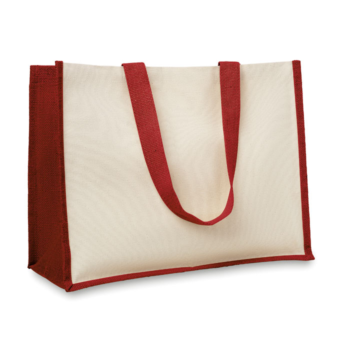 Jute/Canvas boodschappentas-Rood