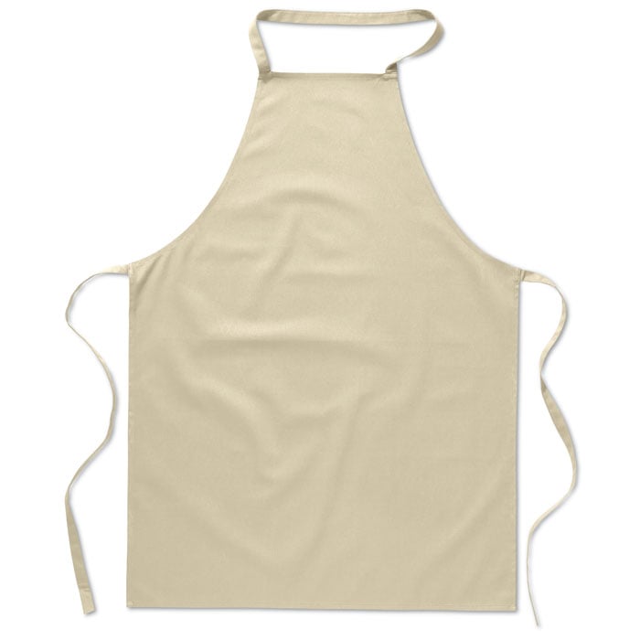 Katoenen keukenschort voor in de keuken-Beige-Zonder opdruk