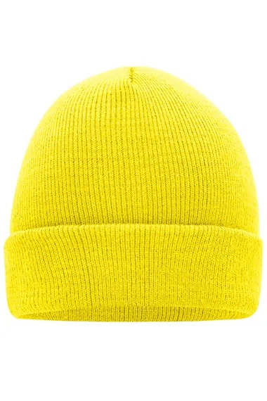 Klasiek gebreide beanie - tweelaags - 100% acryl-Geel