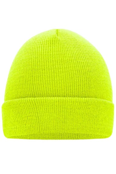 Klasiek gebreide beanie - tweelaags - 100% acryl-Neon geel
