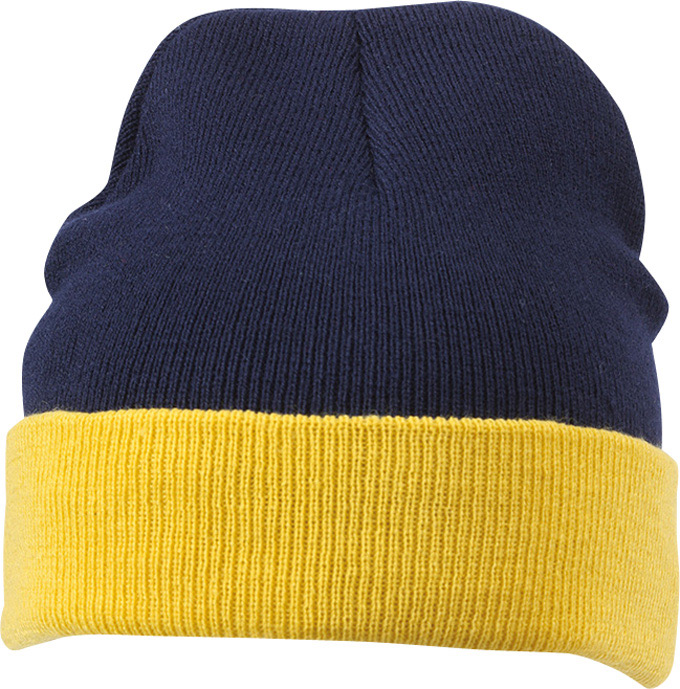Knitted Cap-Navy/goudgeel