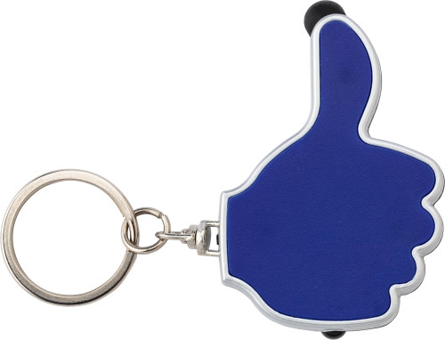 Kunststof sleutelhanger handje met stylus en lampje-Blauw