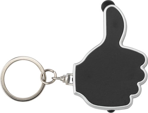 Kunststof sleutelhanger handje met stylus en lampje-Zwart