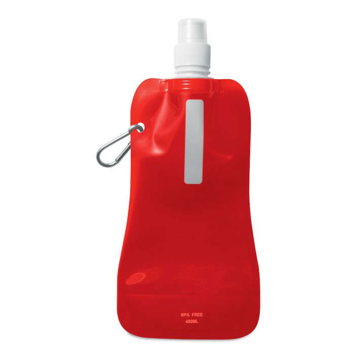 Opvouwbare drinkfles met haak-Transparant rood-Zonder opdruk