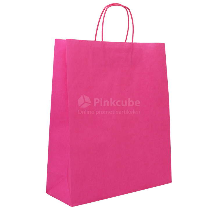 Papieren tas met gedraaid koord A3-Hotpink