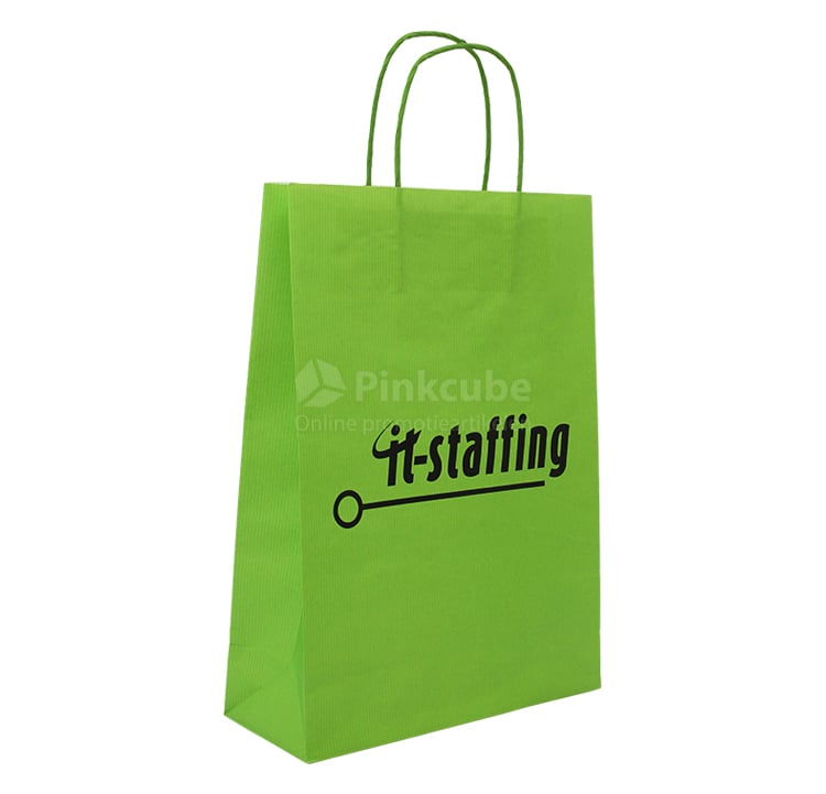 Papieren tas met gedraaid koord A4-Apple green