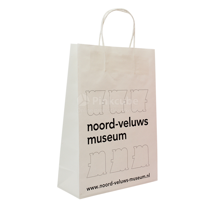 Papieren tas met gedraaid koord A4-Wit