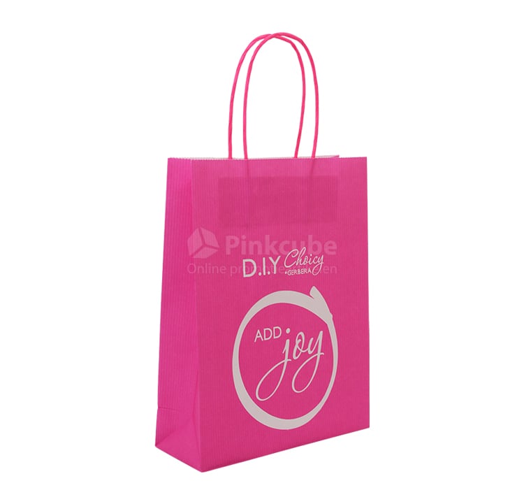 Papieren tas met gedraaid koord A5-Hotpink