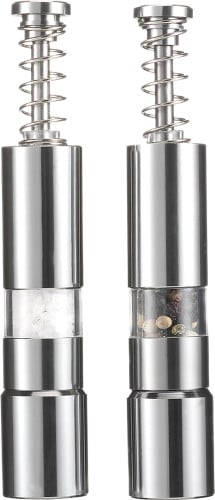 Peper- en zoutmolen met drukmechanisme-Zilver-Zonder opdruk