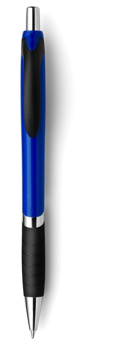 Plastic balpen met verchroomde accenten-Blauw-Zonder opdruk