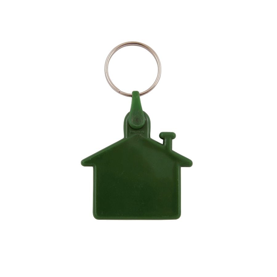 Plastic sleutelhanger huis-Donkergroen-Zonder opdruk