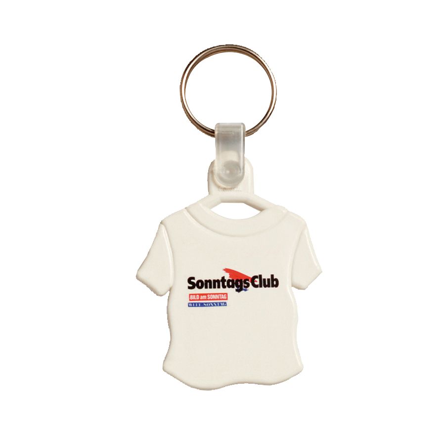 Plastic sleutelhanger T-shirt-Wit-Zonder opdruk