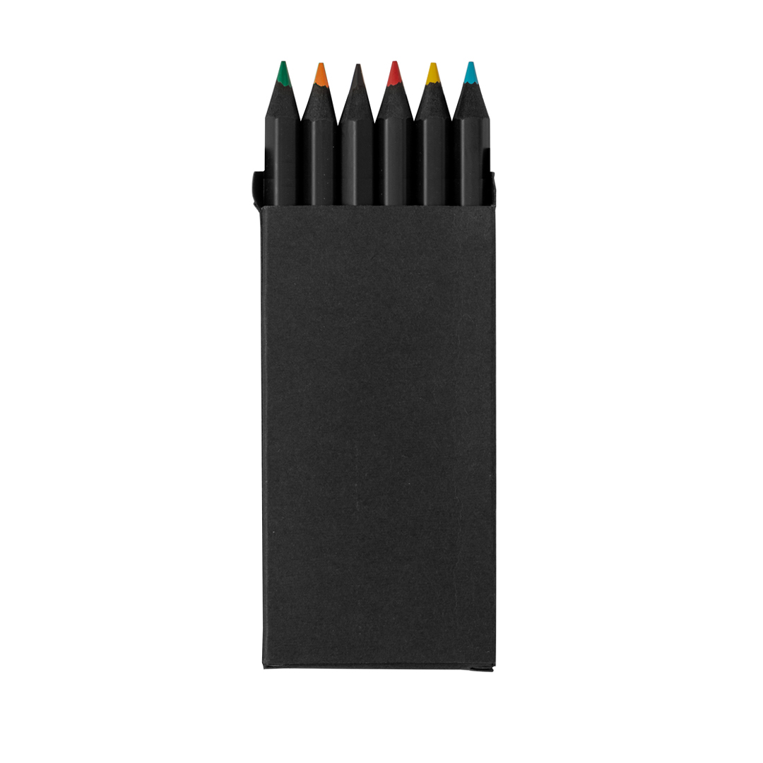 Lameiro potloodset - hout - 6-delig - mini - zwart bedrukken