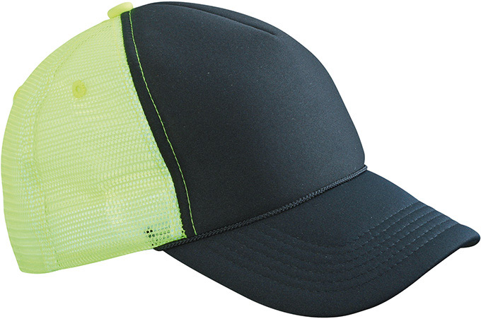 Retro Mesh Cap-Zwart/neon-geel