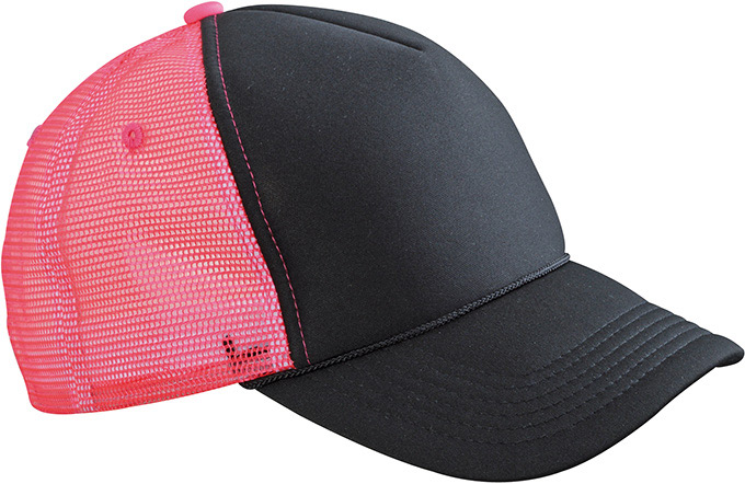 Retro Mesh Cap-Zwart/neon-roze