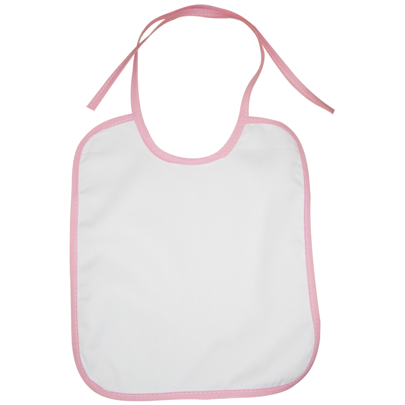 Slabbetje met gekleurde rand en koordsluiting-Wit / baby roze