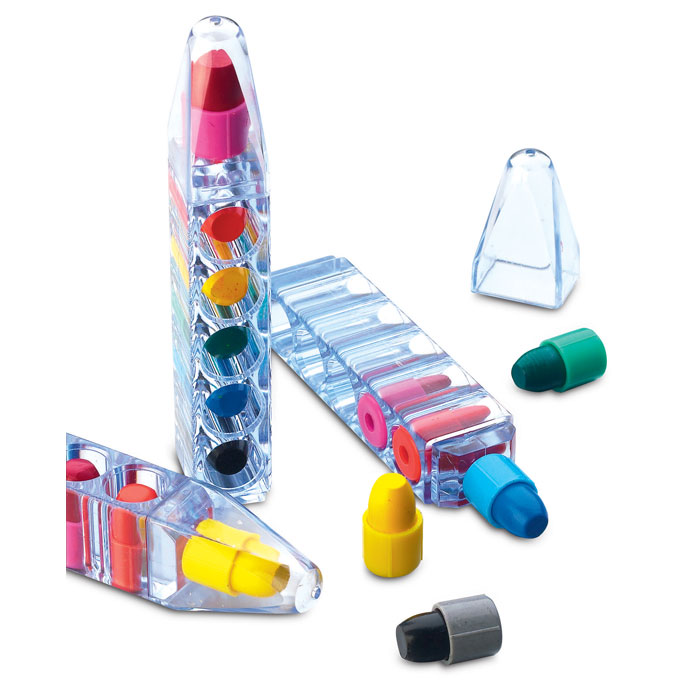 Set met 6 waskrijtjes-Transparant-Zonder opdruk