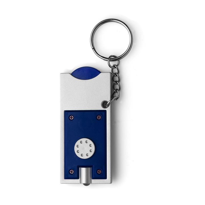 Sleutelhanger met € 0.50 munt en ledverlichting-Blauw-Zonder opdruk