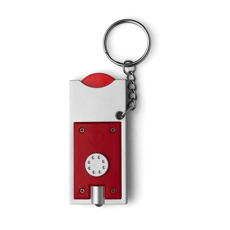 Sleutelhanger met € 0.50 munt en ledverlichting-Rood-Zonder opdruk