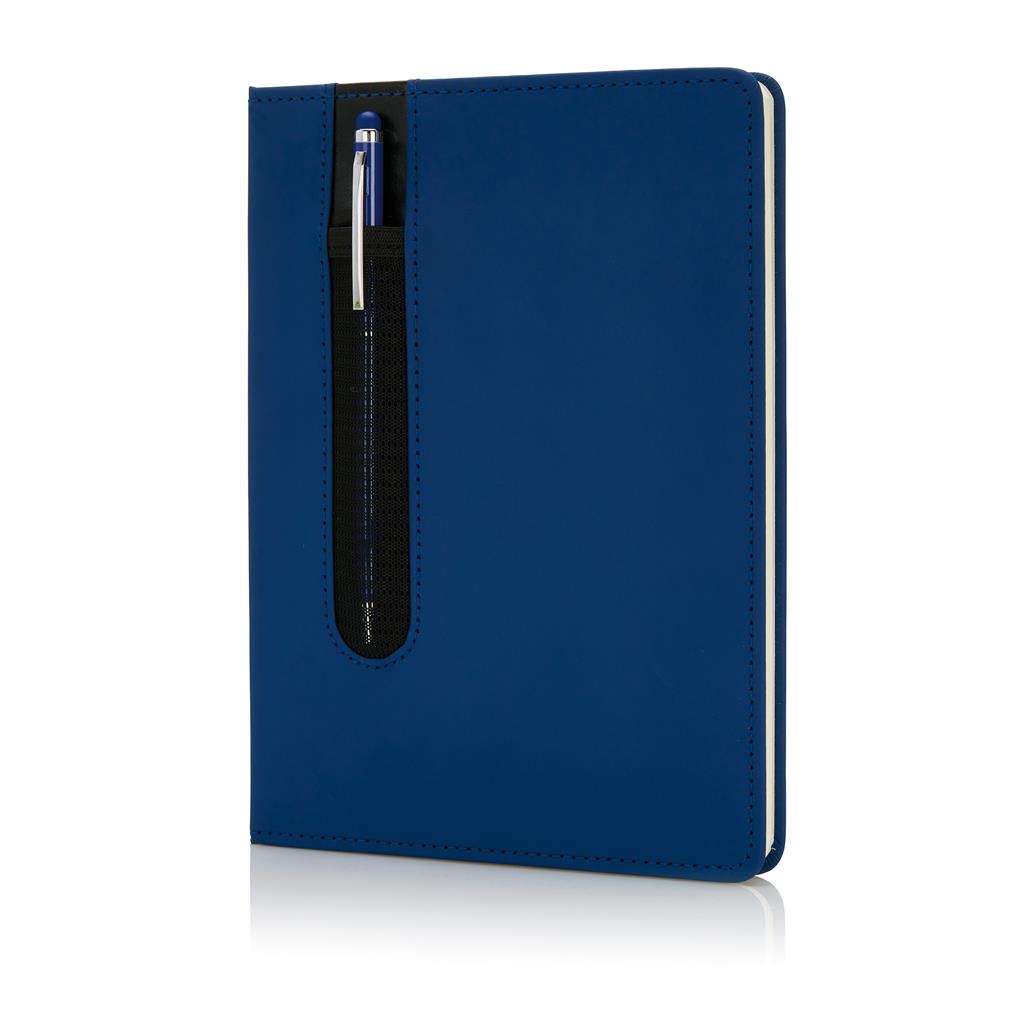 Standaard hardcover PU A5 notitieboek met stylus pen-Navy