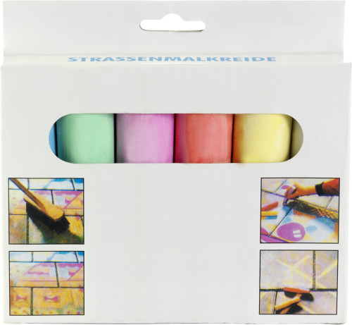 Stoepkrijt in 6 verschillende kleuren-Diversen-Zonder opdruk