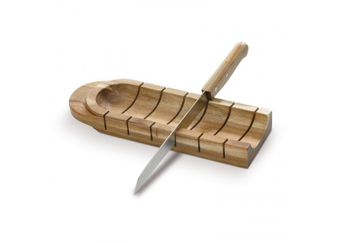 Stokbroodhouder met mes-Hout