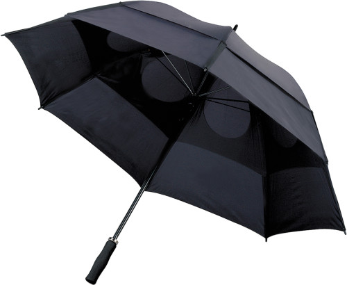 Stormparaplu 8 panelen dubbele laag met foam handvat-Zwart-Zonder opdruk