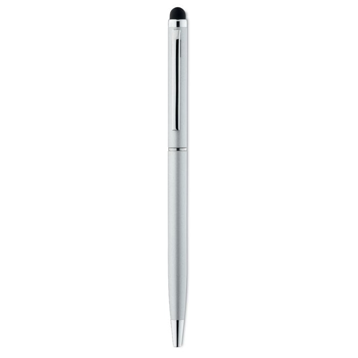 Stylus pen met glimmende chromen clip-Mat zilver-Zonder opdruk