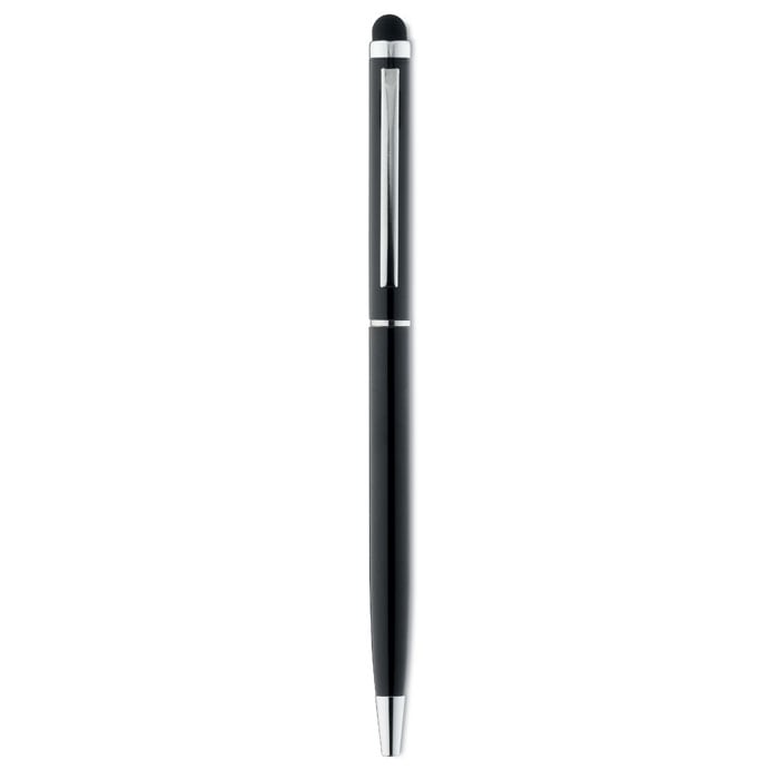 Stylus pen met glimmende chromen clip-Zwart-Zonder opdruk