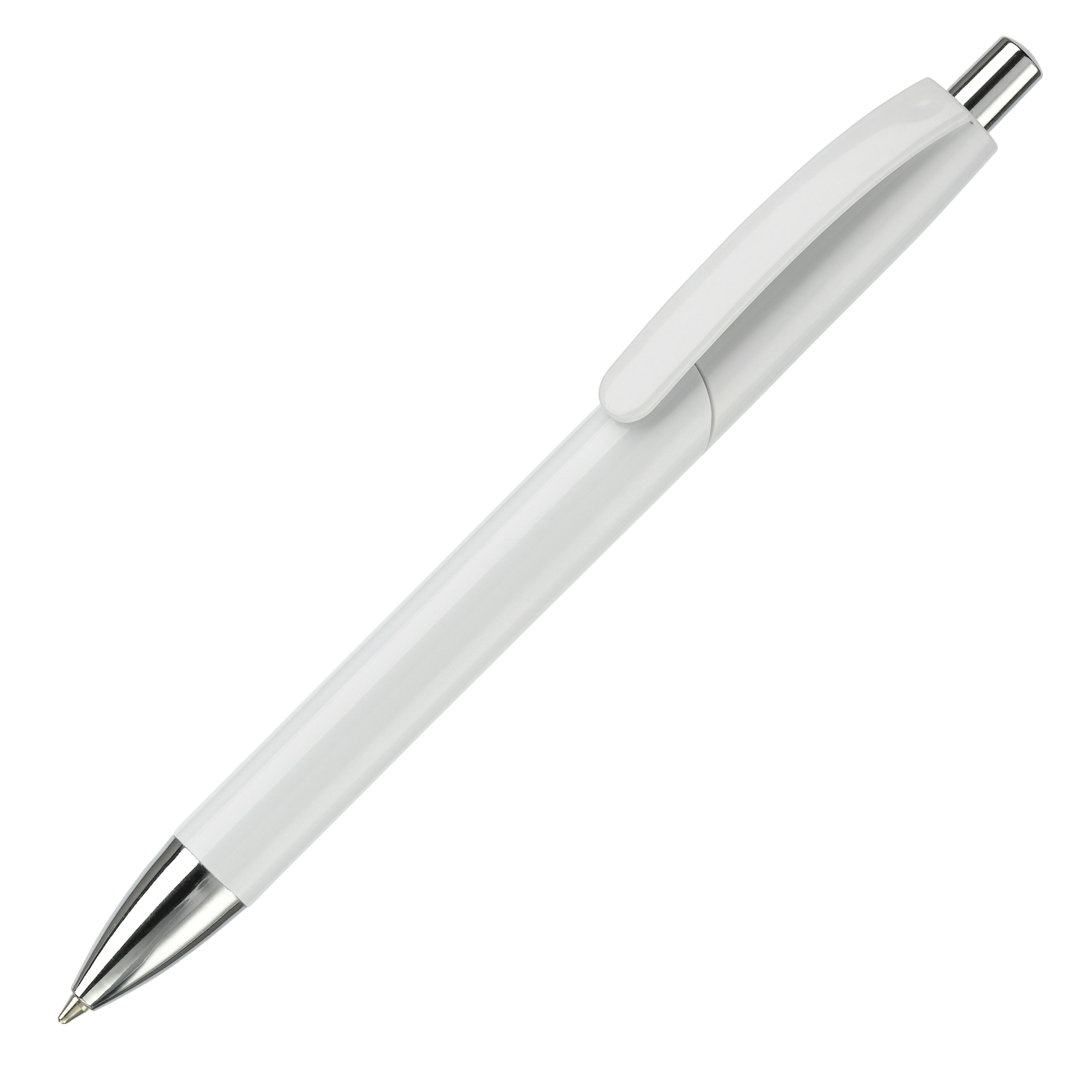 Texas balpen - kunststof - blauwe inkt - metalen clip en onderstuk - hardcolour-Wit