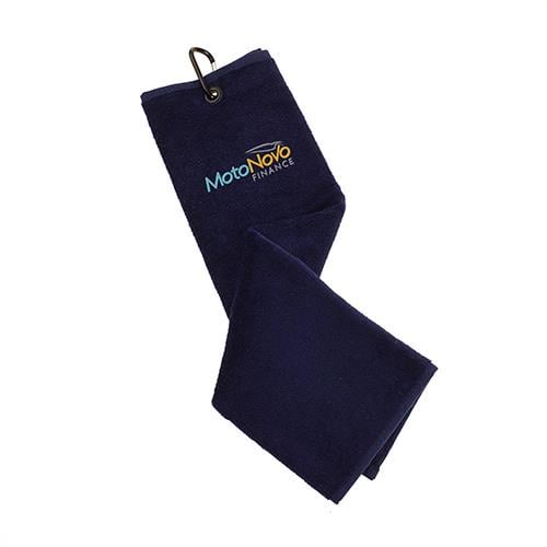 Trifold Velour Golf Towel-Donkerblauw