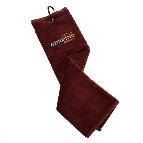 Trifold Velour Golf Towel-Donkerrood
