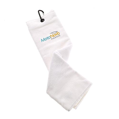 Trifold Velour Golf Towel-Wit