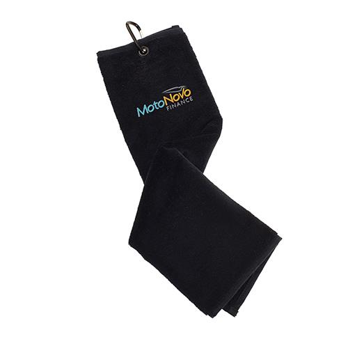 Trifold Velour Golf Towel-Zwart