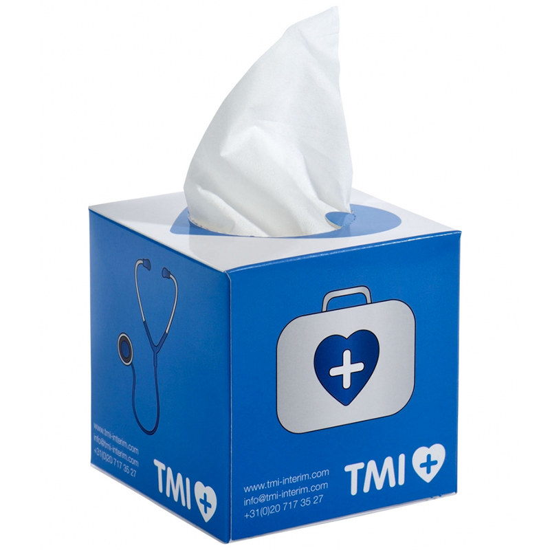 Vierkante tissuebox met 50 tissues-Wit