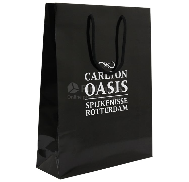 Luxe papieren tas met katoenen koord A3-Zwart