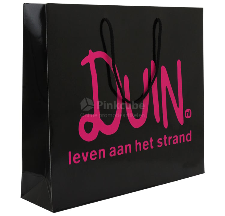 Luxe papieren tas met katoenen koord A3 Liggend-Zwart
