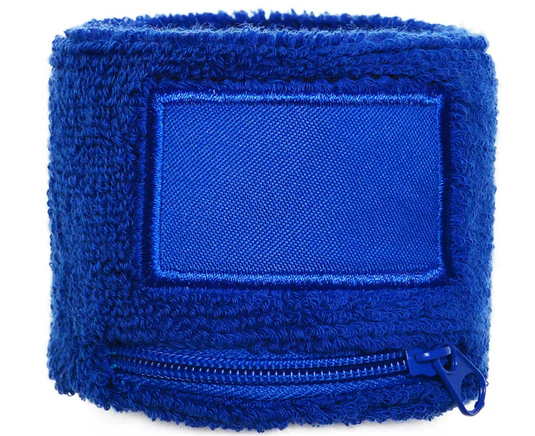 Zip Zweetbandje met label-Koningsblauw