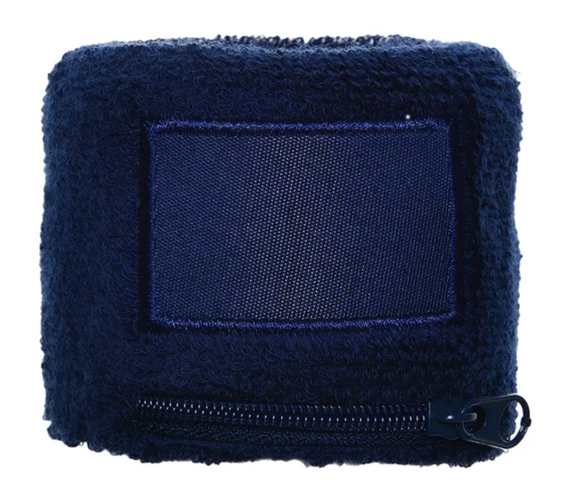 Zip Zweetbandje met label-Marineblauw