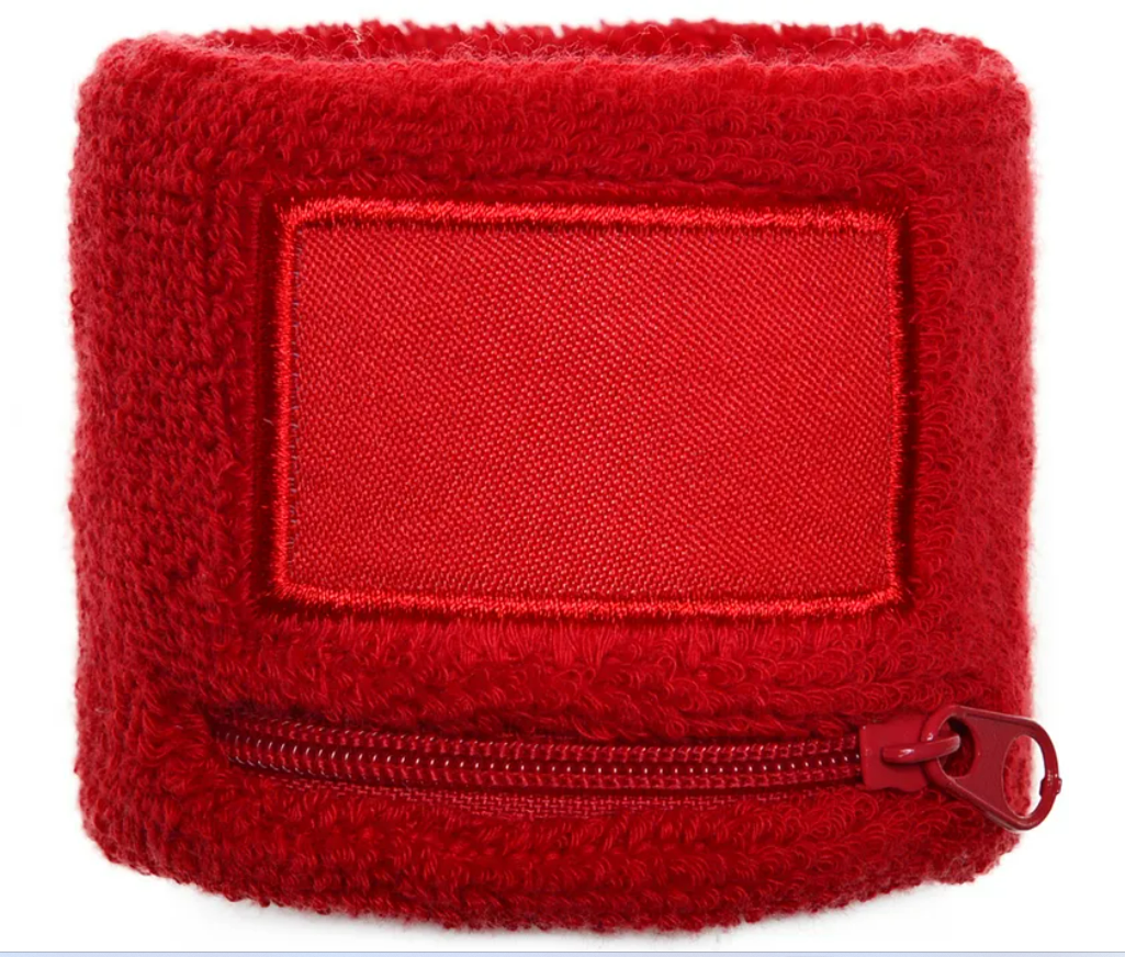 Zip Zweetbandje met label-1 kleur-Rood, #d92227