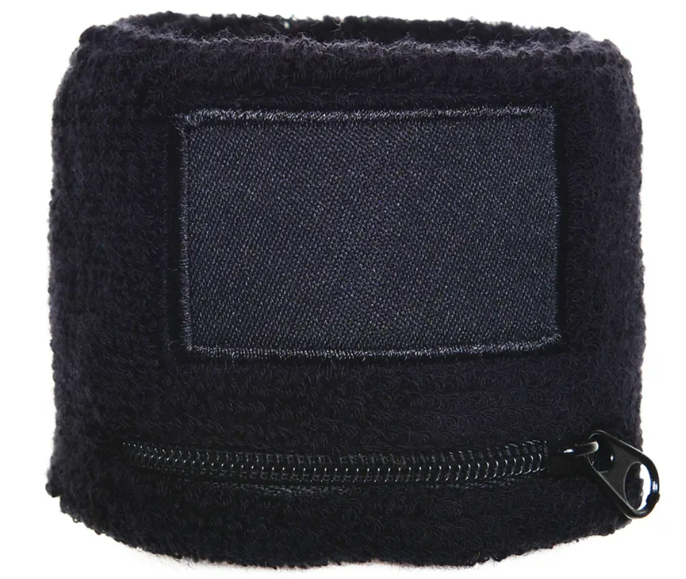 Zip Zweetbandje met label-1 kleur-Zwart, #000000