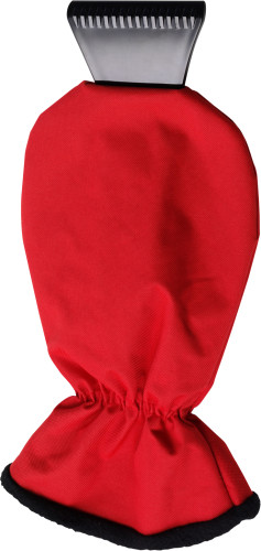 Zwarte plastic ijskrabber met fleece gevoerde want-Rood-Zonder opdruk