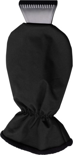 Zwarte plastic ijskrabber met fleece gevoerde want-Zwart-Zonder opdruk